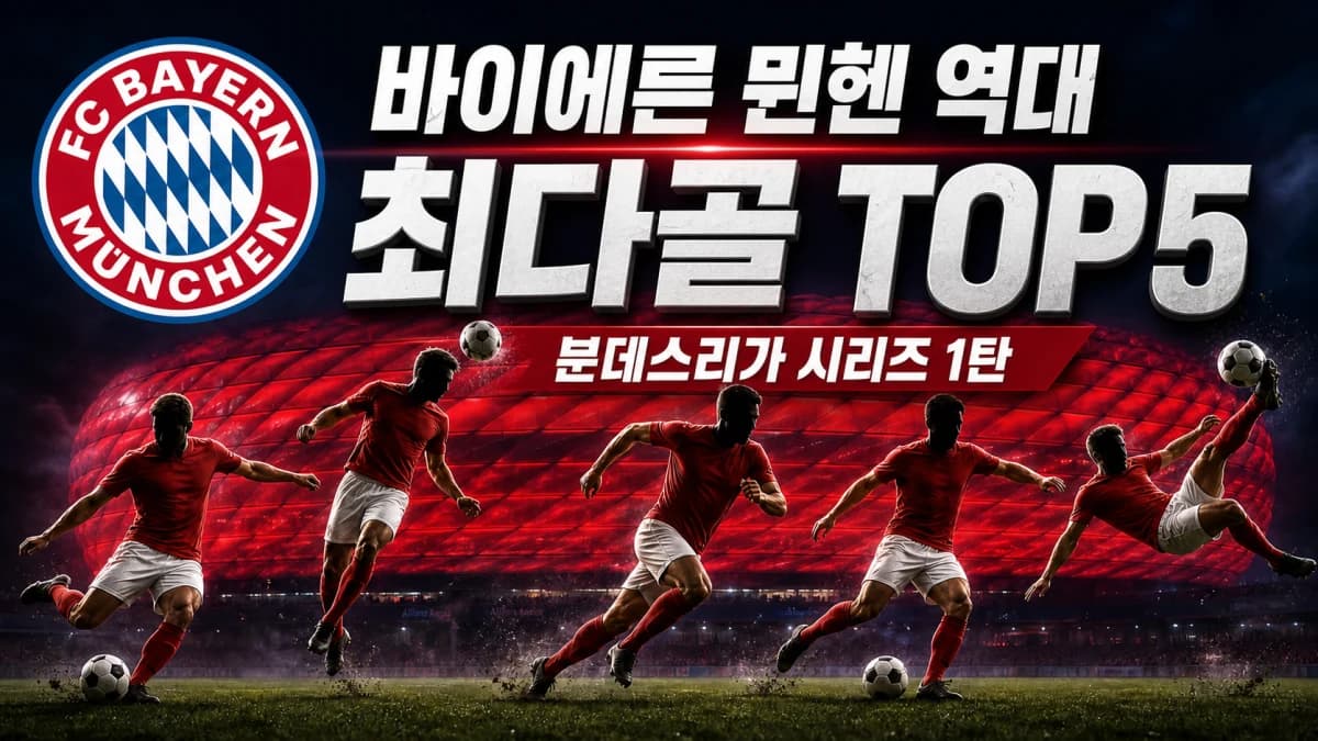 FC 바이에른 뮌헨 공식 크레스트와 시대별 다섯 골잡이를 표현한 바이에른 뮌헨 역대 최다골 TOP5 분데스리가 시리즈 1탄 썸네일