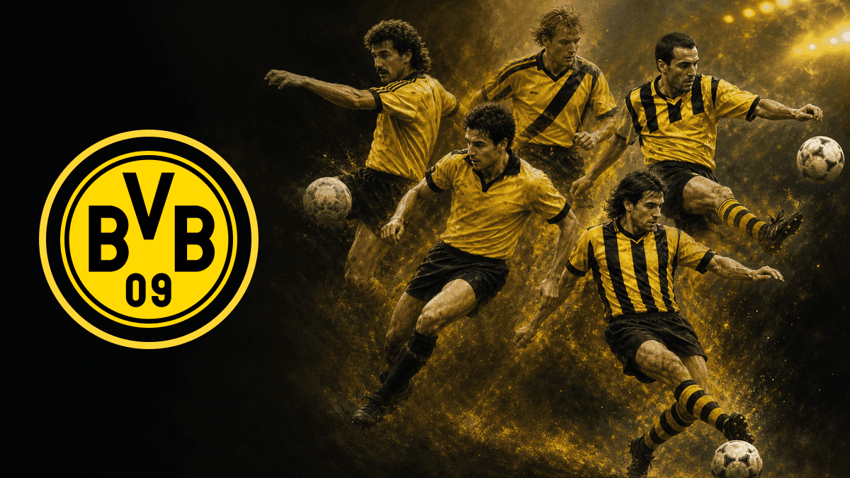 보루시아 도르트문트 공식 BVB 09 엠블럼과 서로 다른 시대의 공격형 미드필더 다섯 명을 배치한 역대 레전드 TOP 5 썸네일