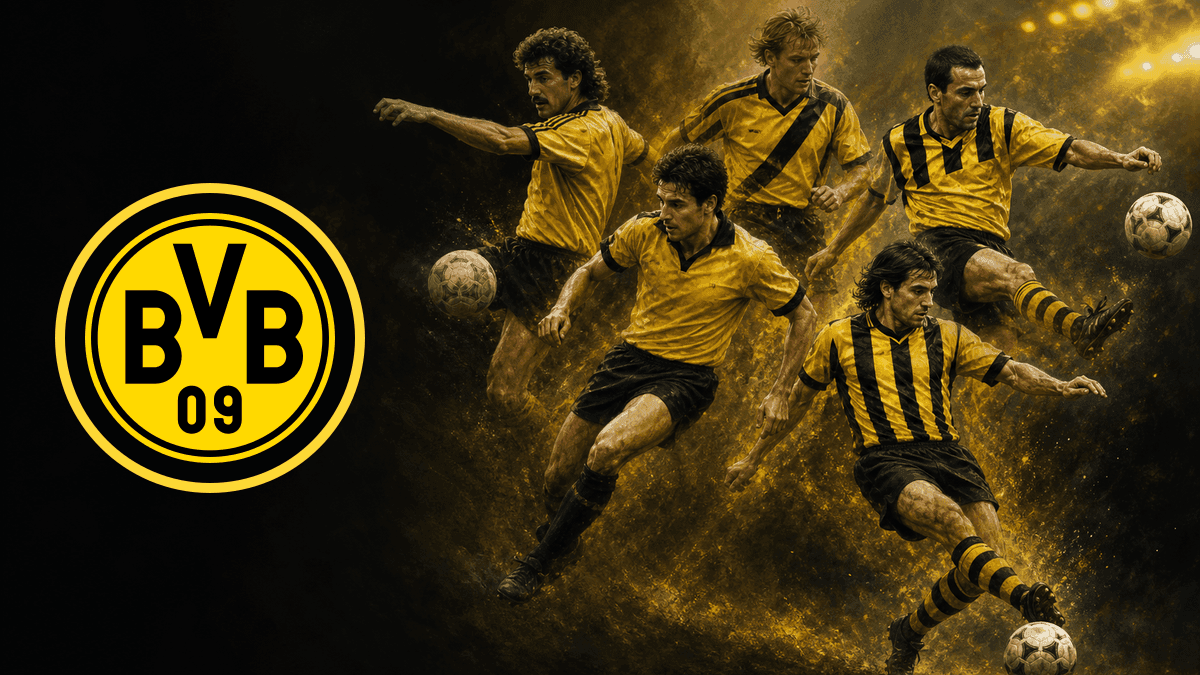 보루시아 도르트문트 공식 BVB 09 엠블럼과 서로 다른 시대의 공격형 미드필더 다섯 명을 배치한 역대 레전드 TOP 5 썸네일