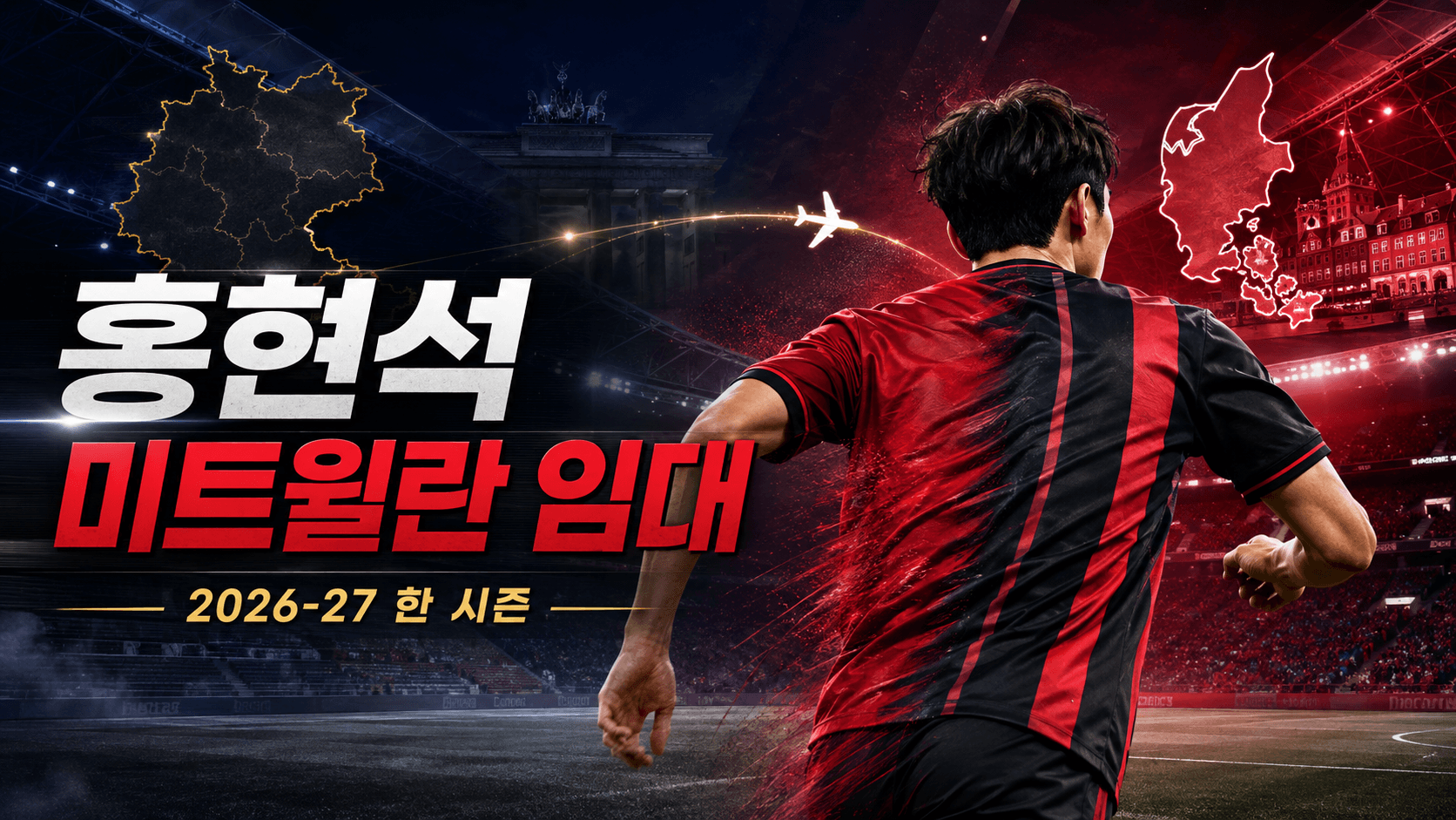 홍현석의 마인츠에서 미트윌란으로의 2026-27시즌 한 시즌 임대를 표현한 독일과 덴마크 경기장 뉴스 썸네일