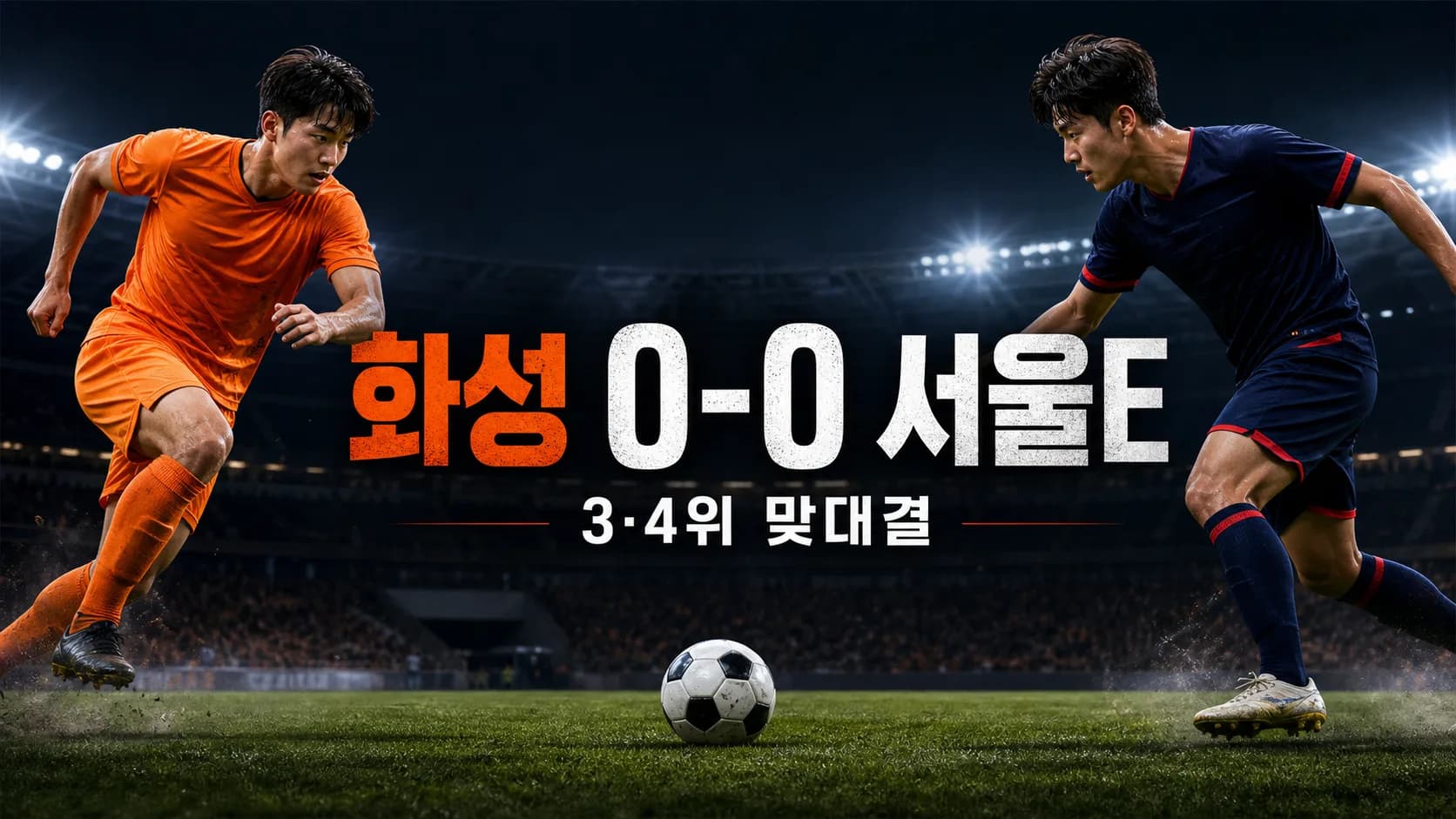오렌지색 화성FC와 네이비색 서울 이랜드 선수를 표현한 화성 0대0 서울 이랜드 3·4위 맞대결 결과 썸네일