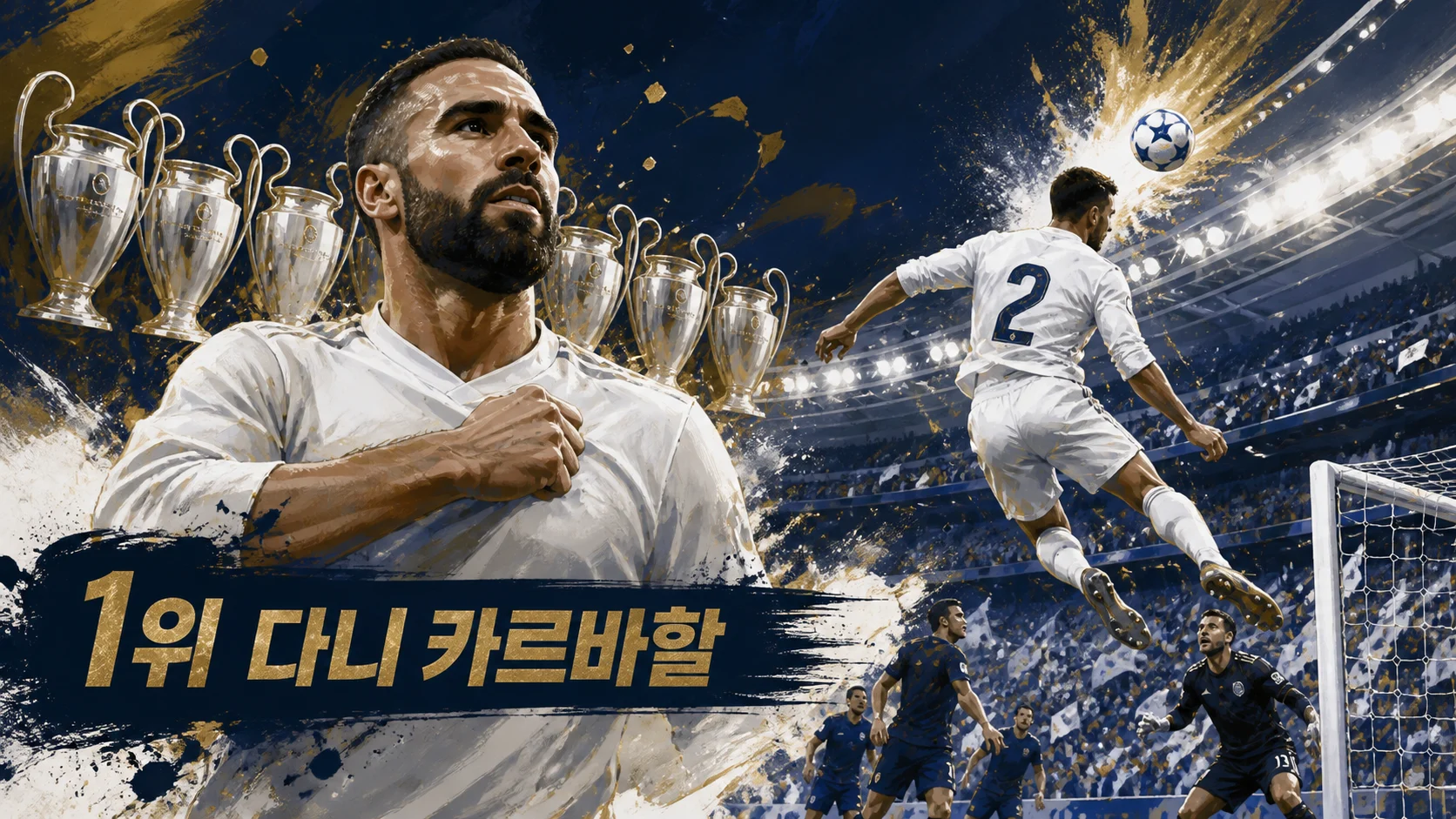 다니 카르바할의 오버래핑과 유럽대항전 결승 헤더를 상징하는 레알 마드리드 라이트백 편집 이미지