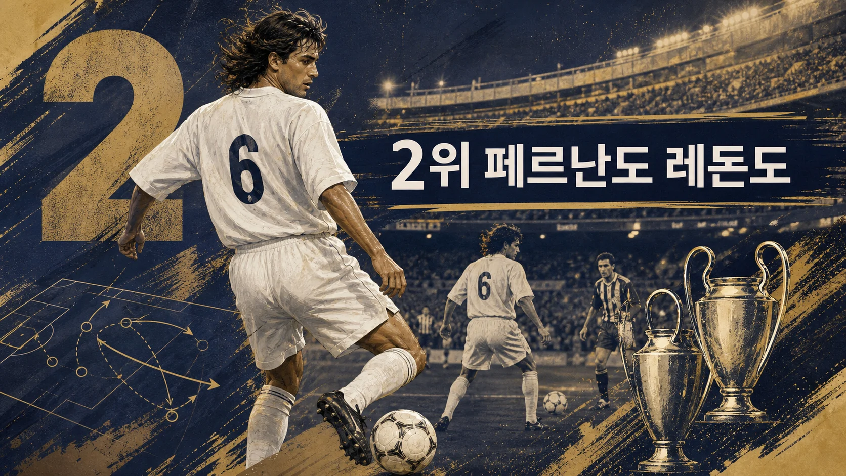 페르난도 레돈도의 탈압박과 후방 전개를 표현한 레알 마드리드 역사 이미지