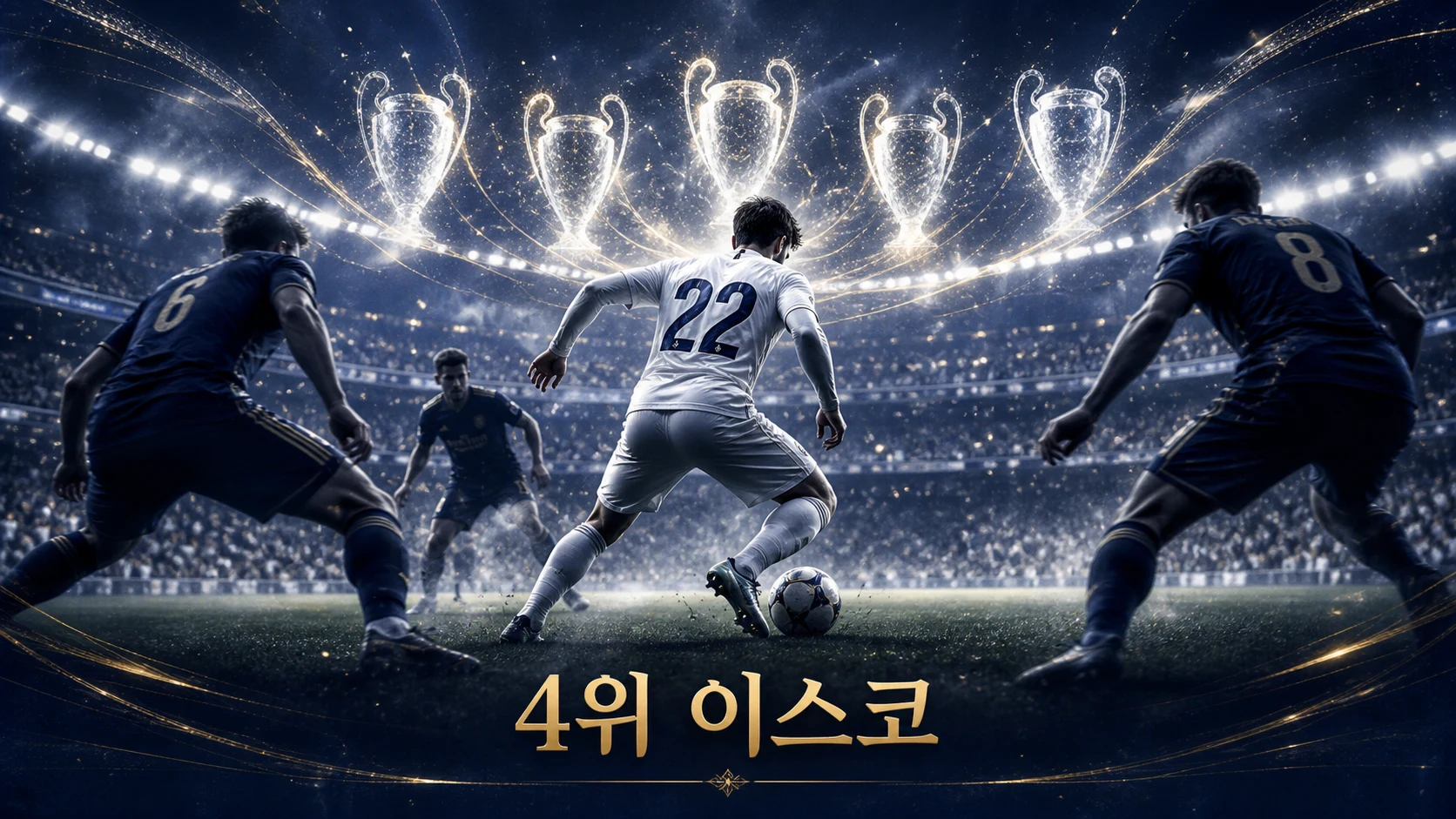 이스코의 좁은 공간 드리블과 압박 탈출을 표현한 비식별 축구 일러스트
