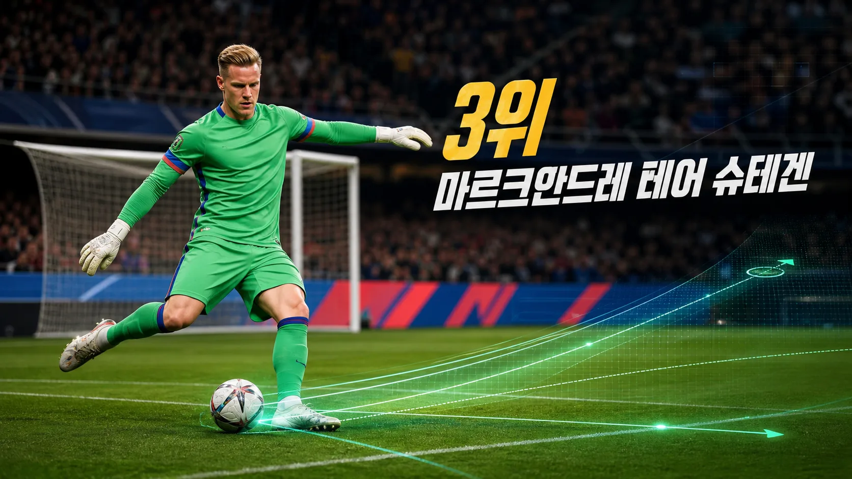 마르크안드레 테어 슈테겐이 발밑 패스로 공격을 시작하는 바르셀로나 골키퍼 스포츠 편집 이미지